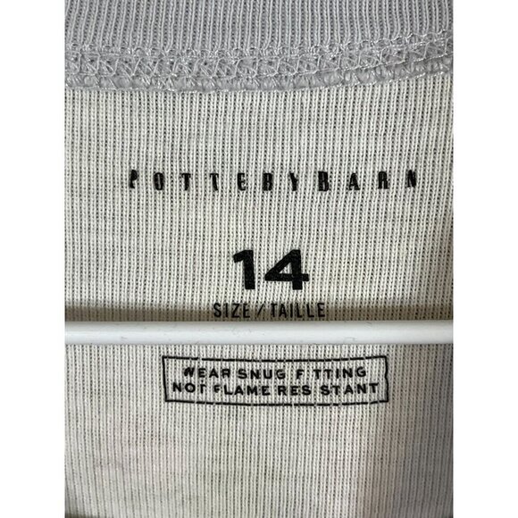 Pottery Barn Pajama Set Kid 14 Gray Crew Holiday Santa Festive School Christmas - Picture 2 of 10